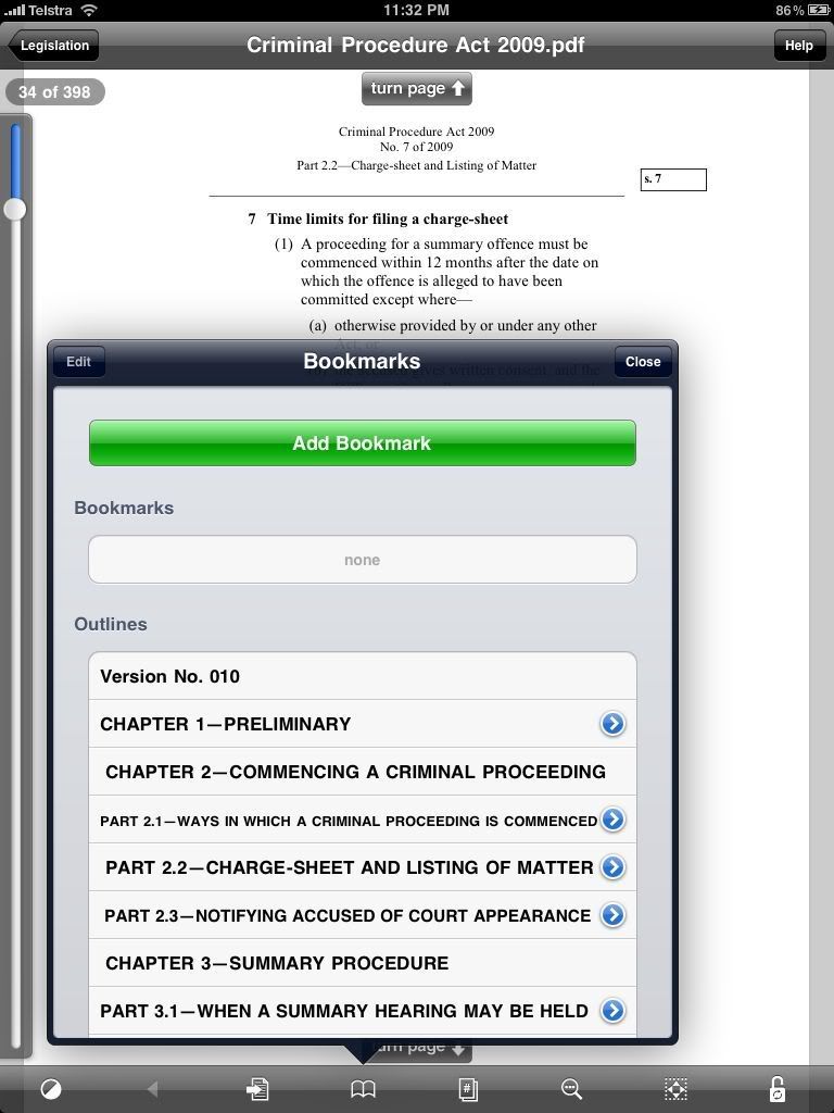 Bookmarks in PDF on iPad