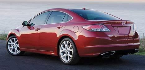 2009 Mazda6, red, rear 3/4 view