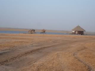 lagoon with hut and salt huts