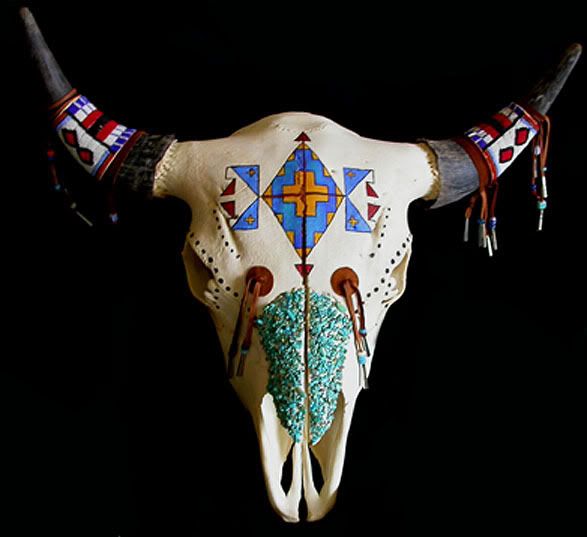 Buffalo skull beaded and painted Pictures, Images and Photos