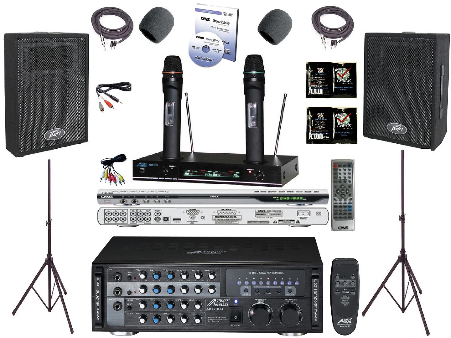 Complete home karaoke system professional system cavs 105g usb mics
