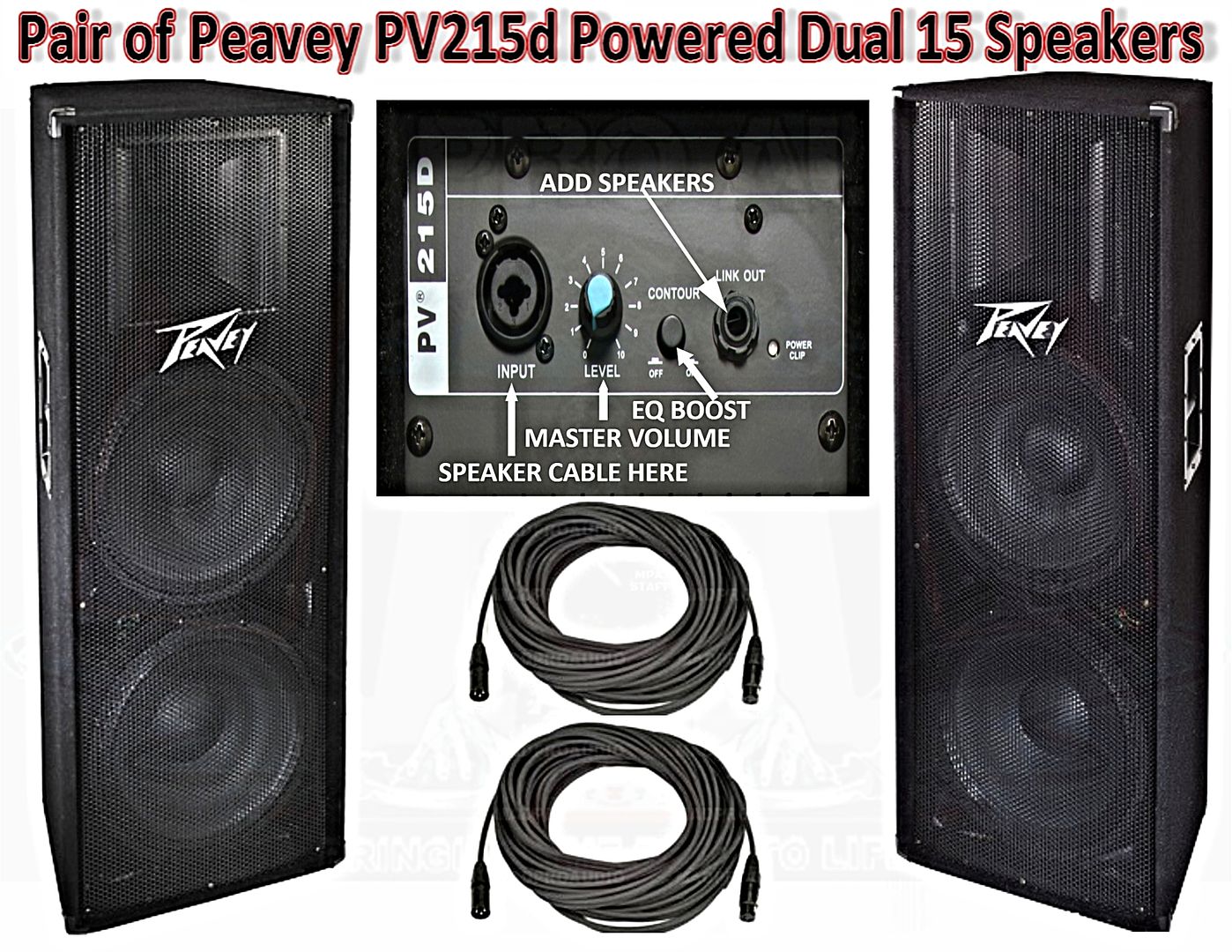 Peavey PV215 PV-215 Speakers, dual 15 powered speakers by Madproaudio