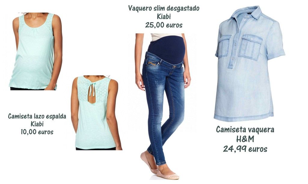 ropa-premama-bonita-barata-4 vaquero pitillo premama kiabi, camiseta vaquera premama h&m