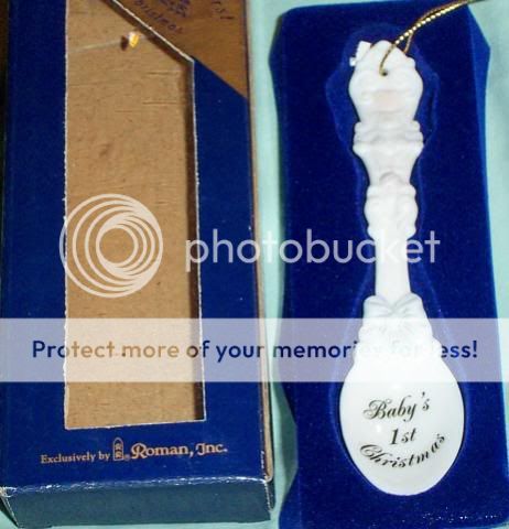 Babys First Christmas Bisque Spoon Ornament New in Box  