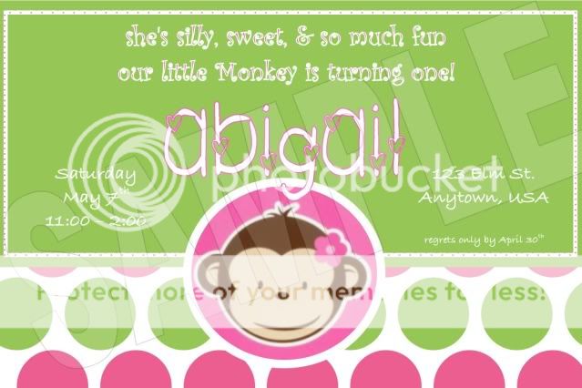 Monkey boy & girl PERSONALIZED Invitations  