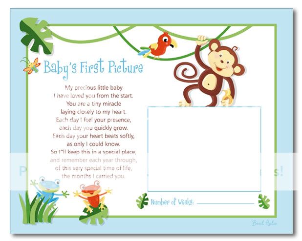 JUNGLE RAINFOREST MONKEY BABY ULTRASOUND POEM PRINT  