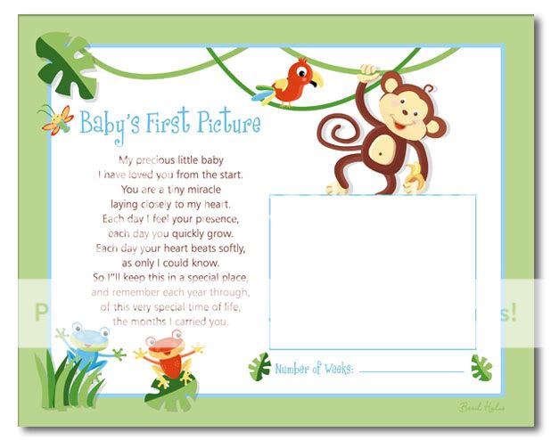 JUNGLE RAINFOREST MONKEY BABY ULTRASOUND POEM PRINT  