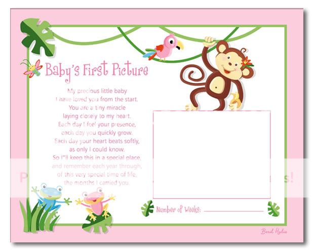 JUNGLE RAINFOREST MONKEY BABY ULTRASOUND POEM PRINT  